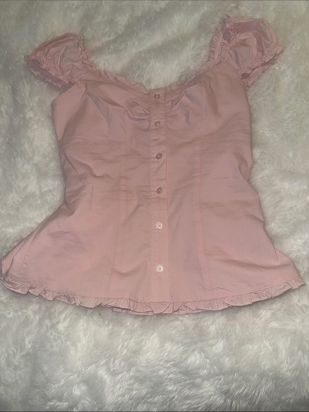 Hollister Light Pink Ruffle Button Front Top